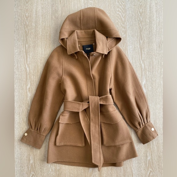 MAJE Galicol Double sided Wool Coat!! Camel/ Tobacco color!! Size 38!! NWT! NEW